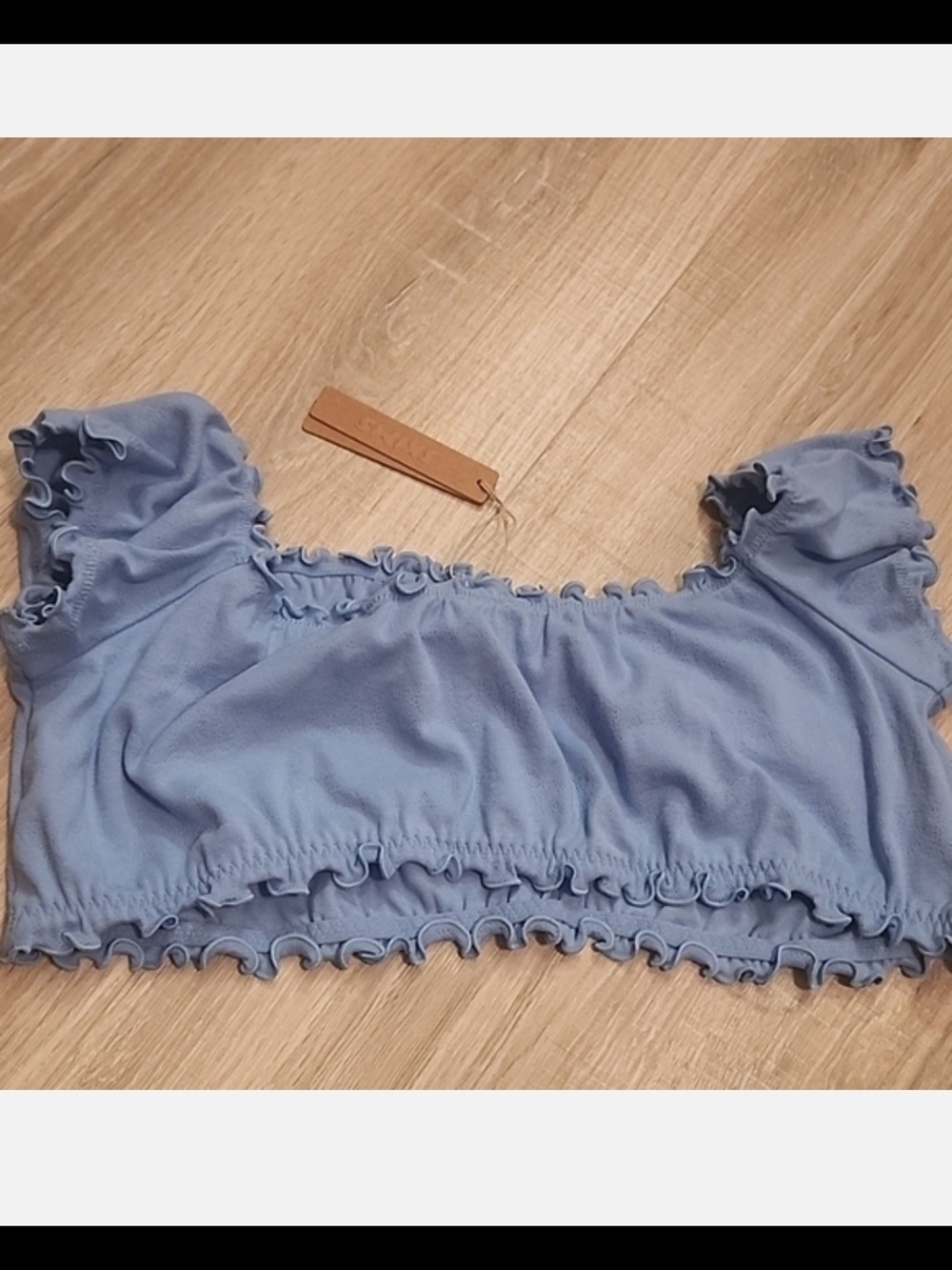 SKIMS Logo Pointelle Super Cropped Top – Iris Blue NWT Size 3X - Picture 4 of 6